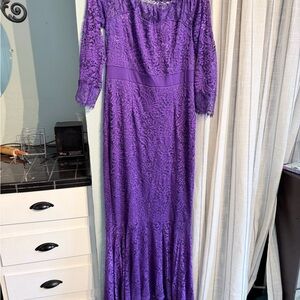 Elegant Purple Lace Evening Gown